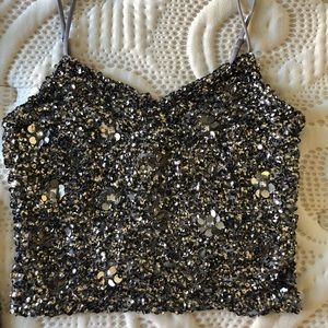 Cropped Sequin Top